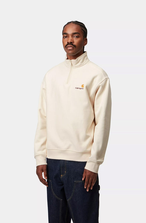 Sudadera Carhartt WIP Half Zip American Script Sweatshirt Natural 