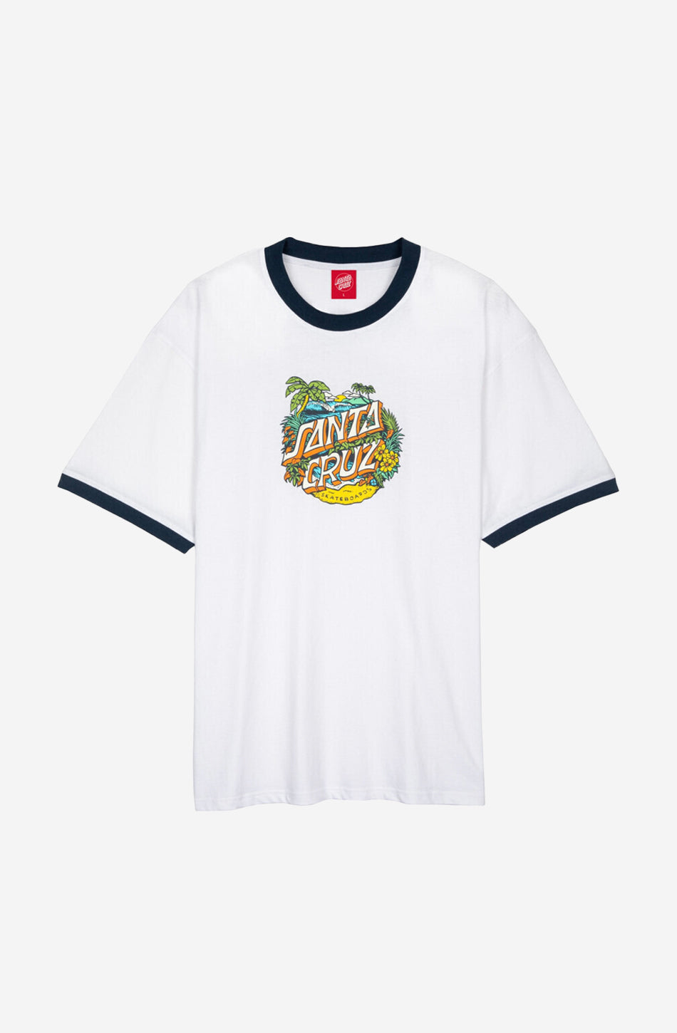 Santa Cruz Aloha Dot Front Ringer weißes T-Shirt