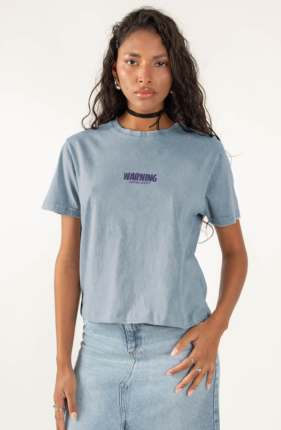Avertissement délavé T-shirt en acier