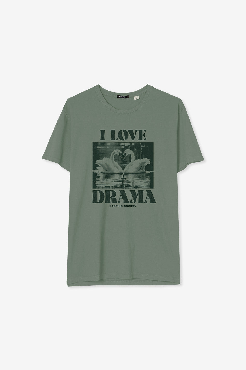 T-shirt vert cygnes lavés