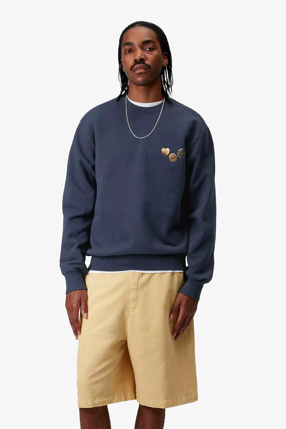 Carhartt WIP Button Sweat Cotton Blue T-Shirt