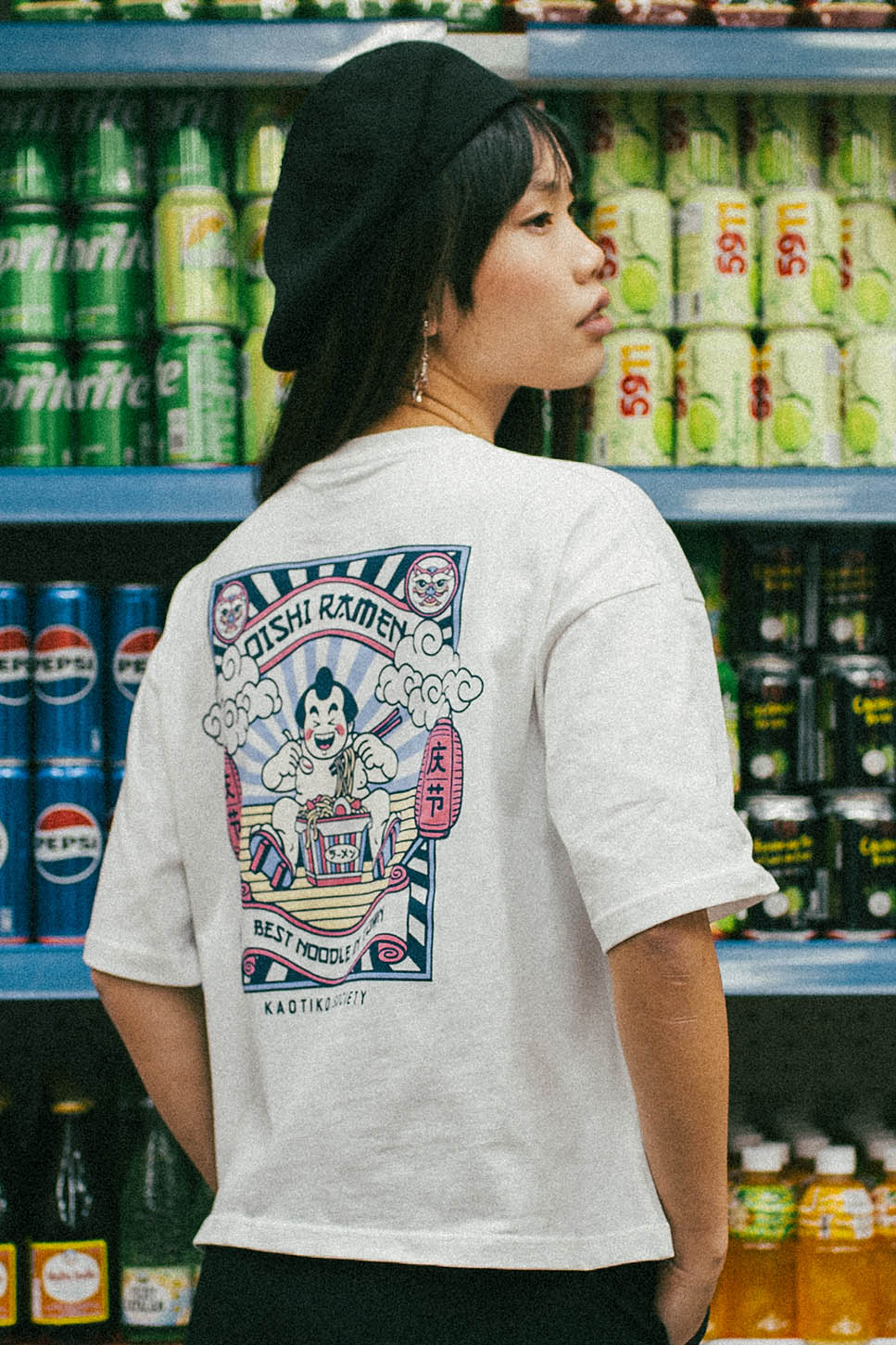 T-Shirt blanc Oishi Ramen en coton biologique