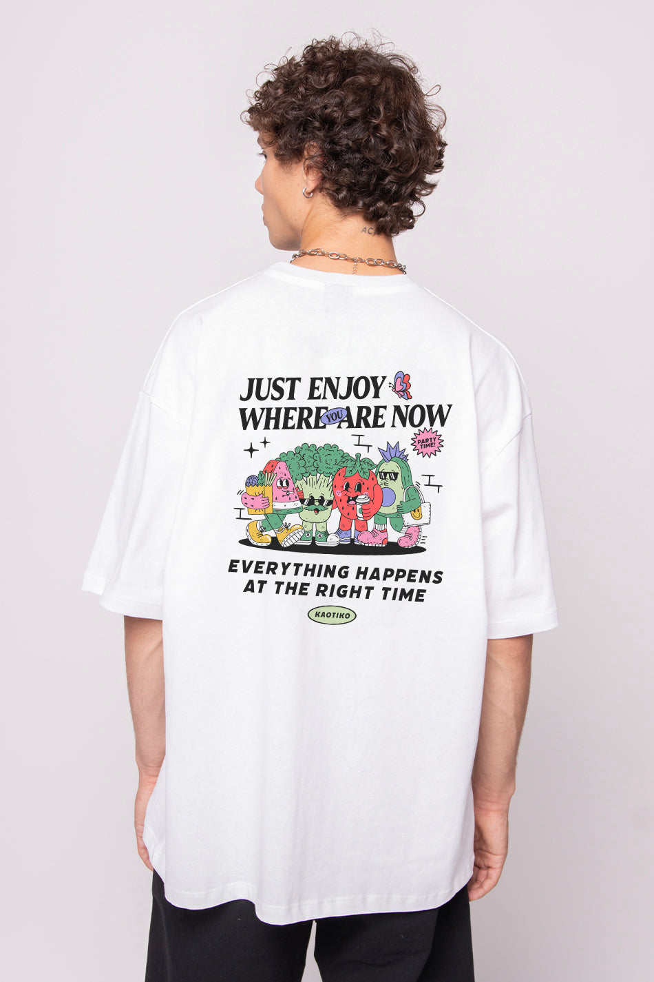 T-shirt blanc en coton biologique Just Enjoy