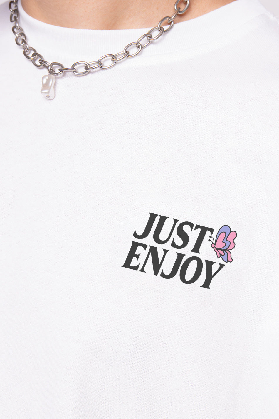 T-shirt blanc en coton biologique Just Enjoy