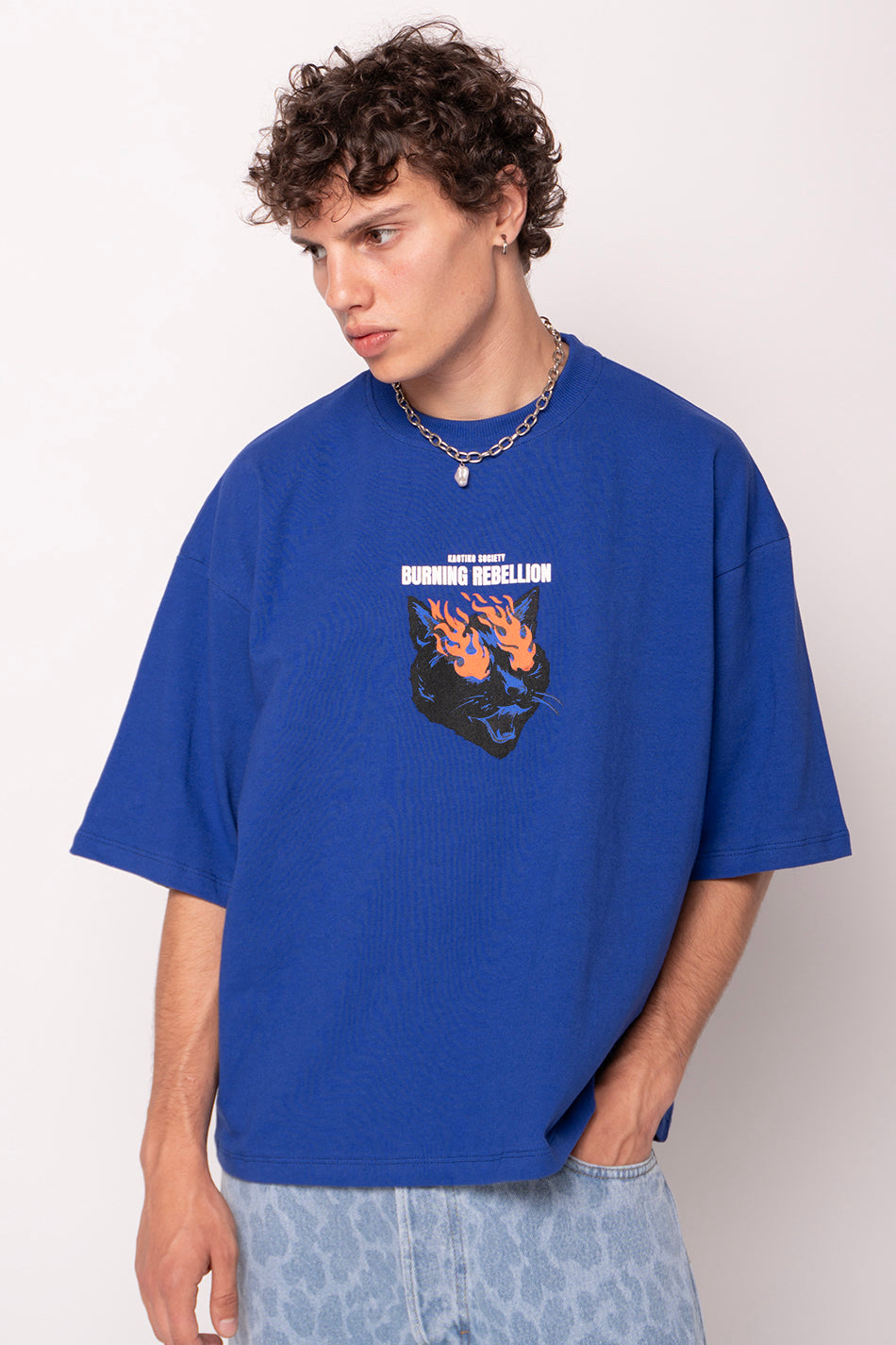 Camiseta Cropped Burning Rebellion Navy