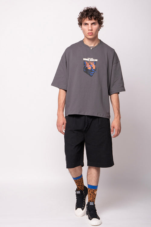 Camiseta Cropped Burning Rebellion Gray