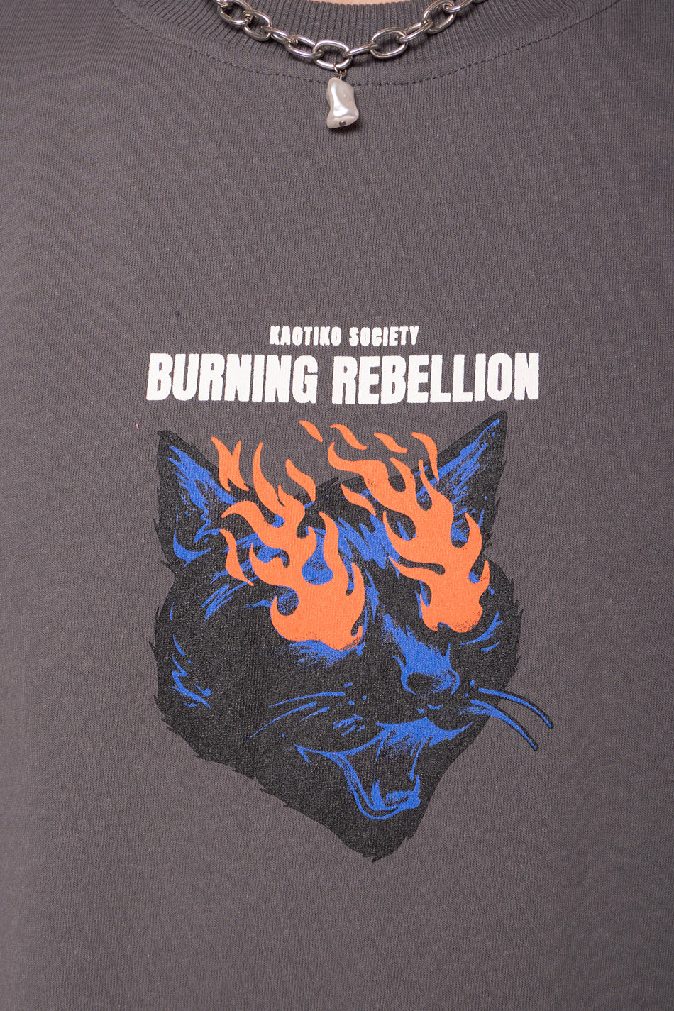 Cropped Burning Rebellion Gray T-shirt