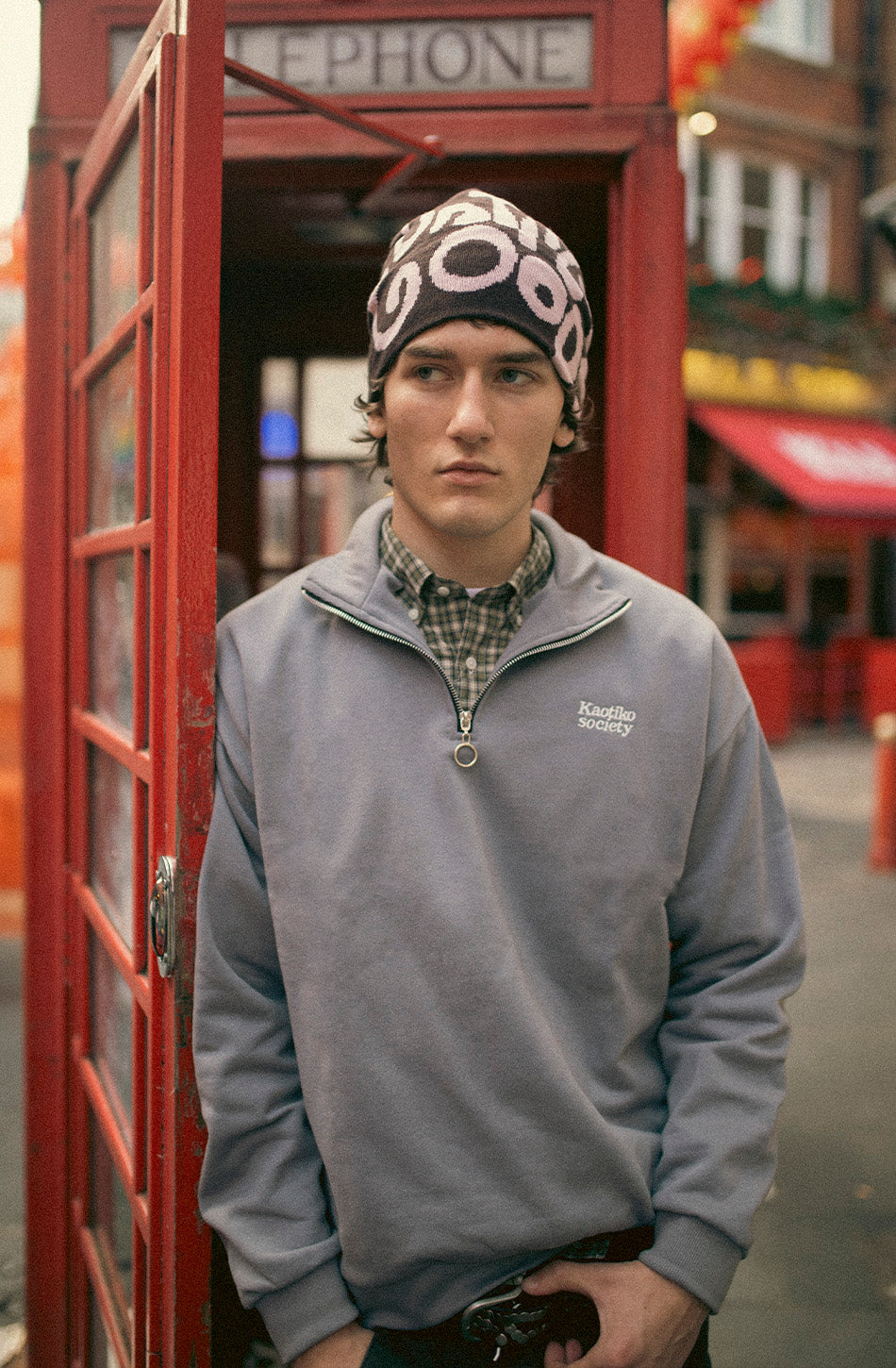 Sweat Half Zip Kaotiko Society Palid Blue