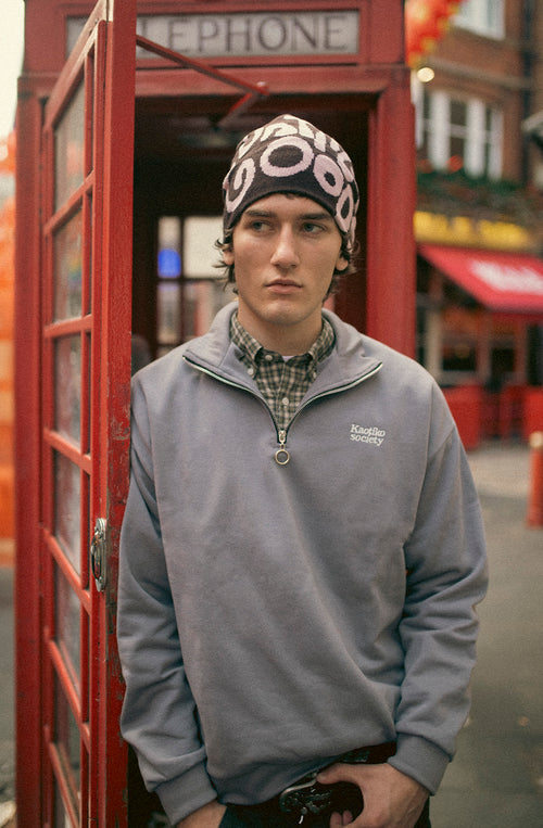 Sweat Half Zip Kaotiko Society Palid Blue