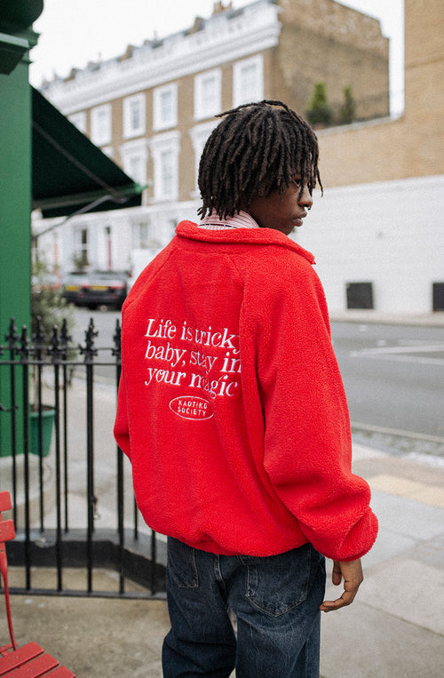 Life Is Tricky Red Fleece Jacket