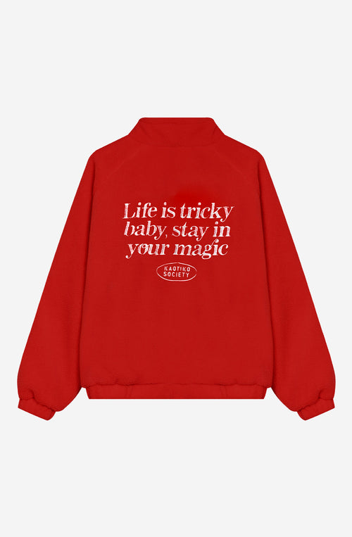 Life Is Tricky Red Fleece Jacket