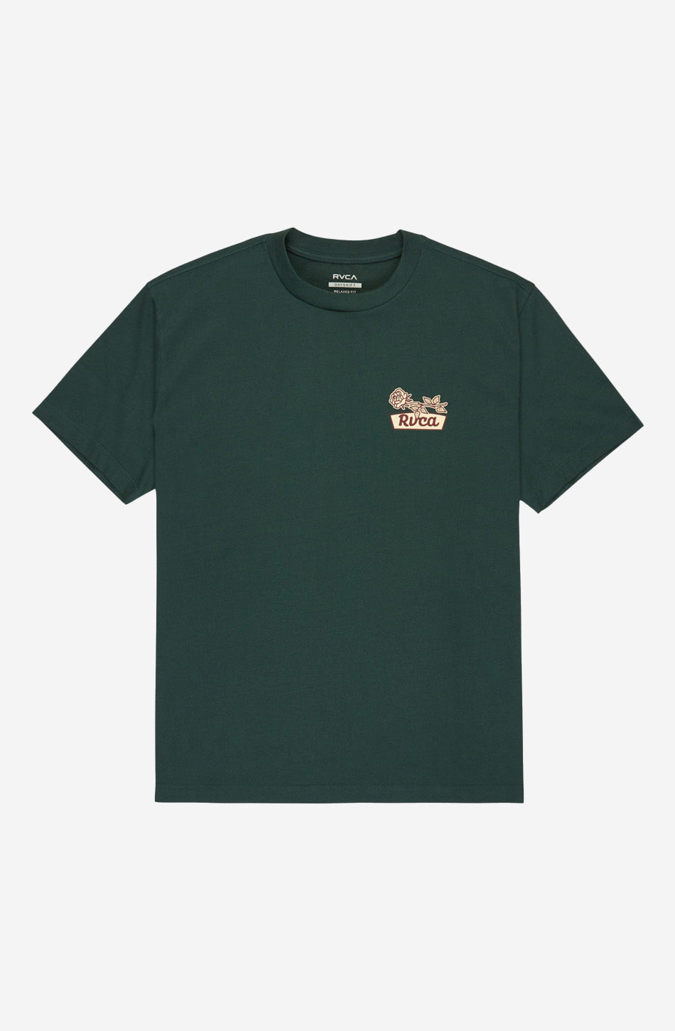 RVCA – T-Shirt „Rose Sign“ in Jägergrün