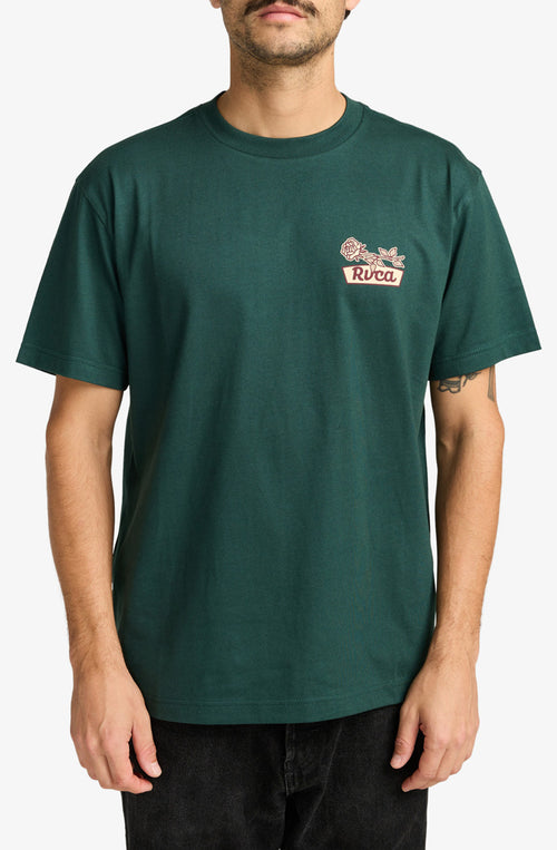 RVCA – T-Shirt „Rose Sign“ in Jägergrün