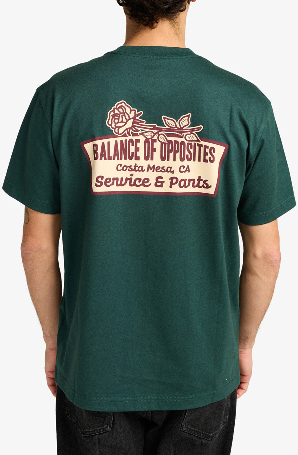 RVCA – T-Shirt „Rose Sign“ in Jägergrün