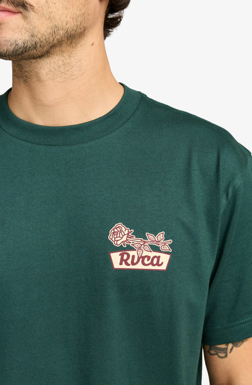 RVCA – T-Shirt „Rose Sign“ in Jägergrün