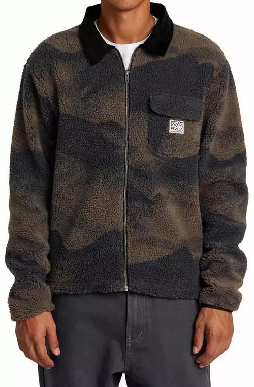 RVCA – Walker Sherpa – Jacke in Jägergrün mit Paisleymuster