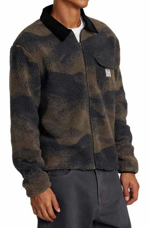 RVCA – Walker Sherpa – Jacke in Jägergrün mit Paisleymuster