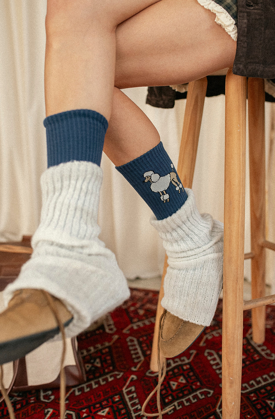 Navy Poodle Socks