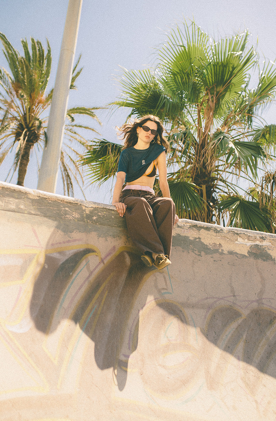 Gewaschenes Blood Of China T-Shirt Marineblau