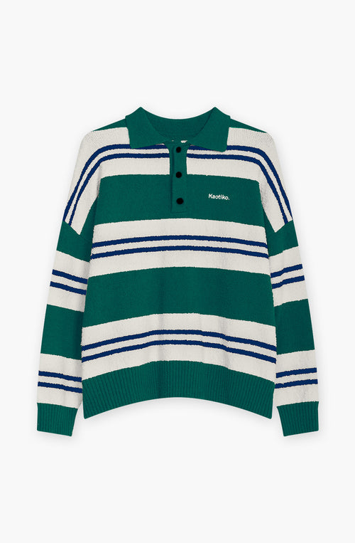 Jersey Polo Stripes Green/Navy