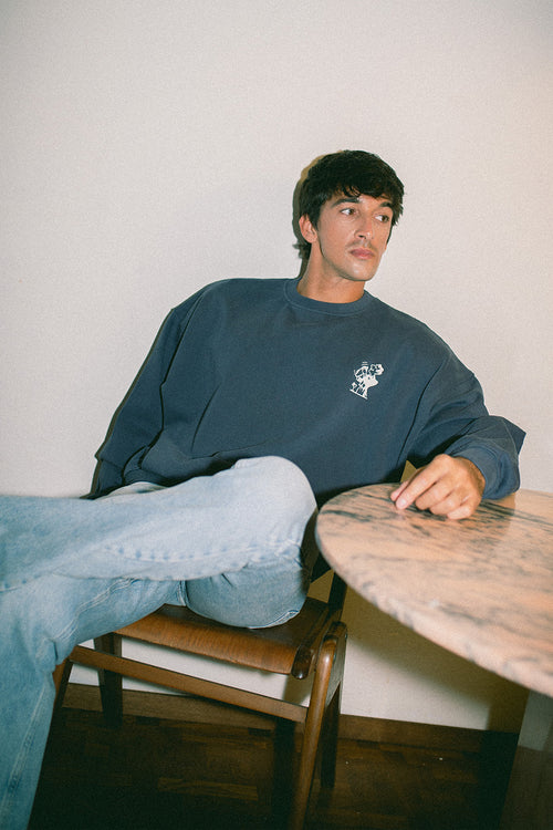 Sweat-shirt Washed Cocktail Man Navy
