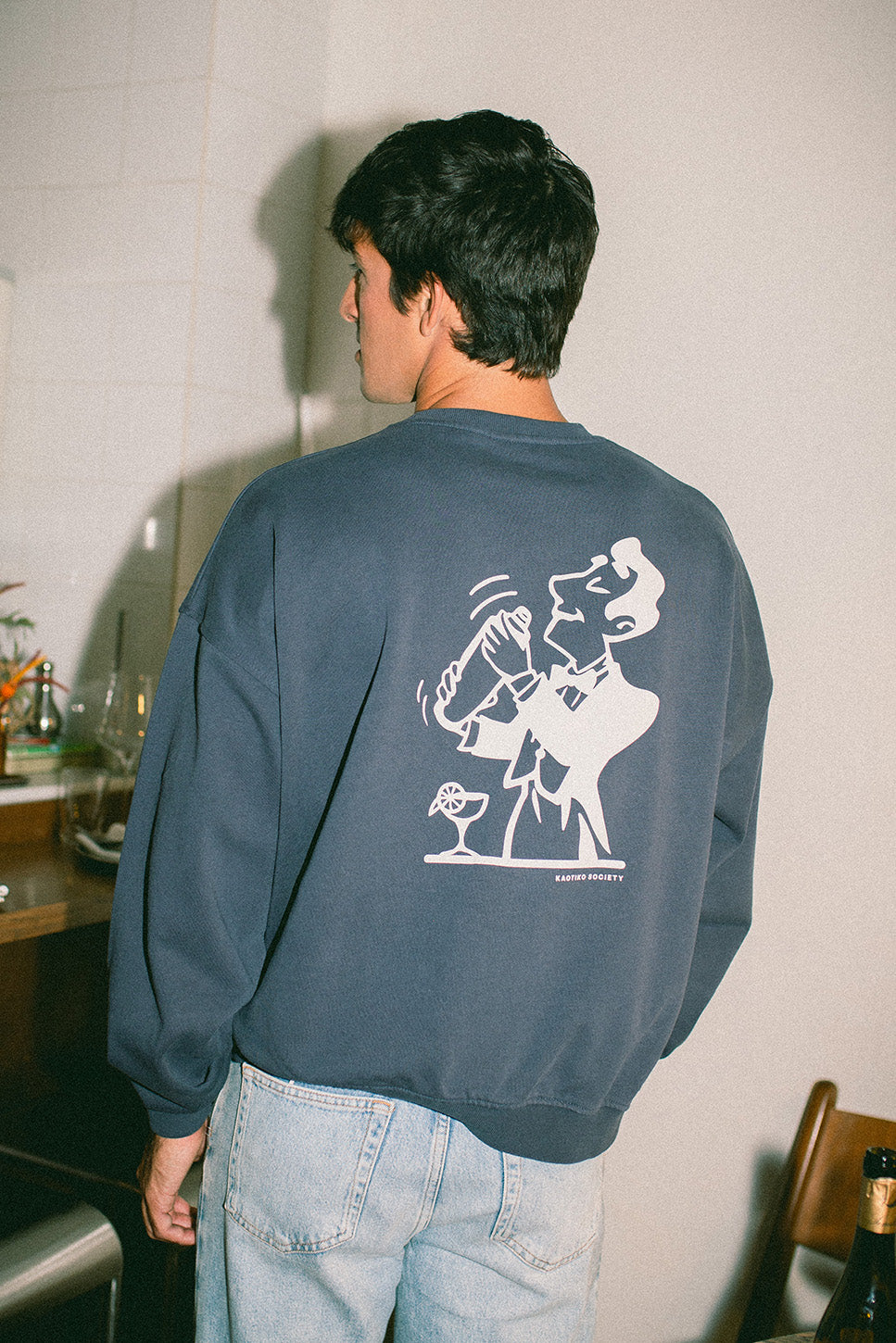 Sweat-shirt Washed Cocktail Man Navy