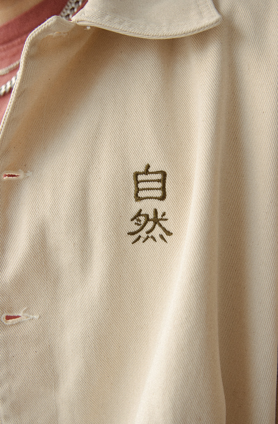 Poches Broderie Veste Camelia Ivoire