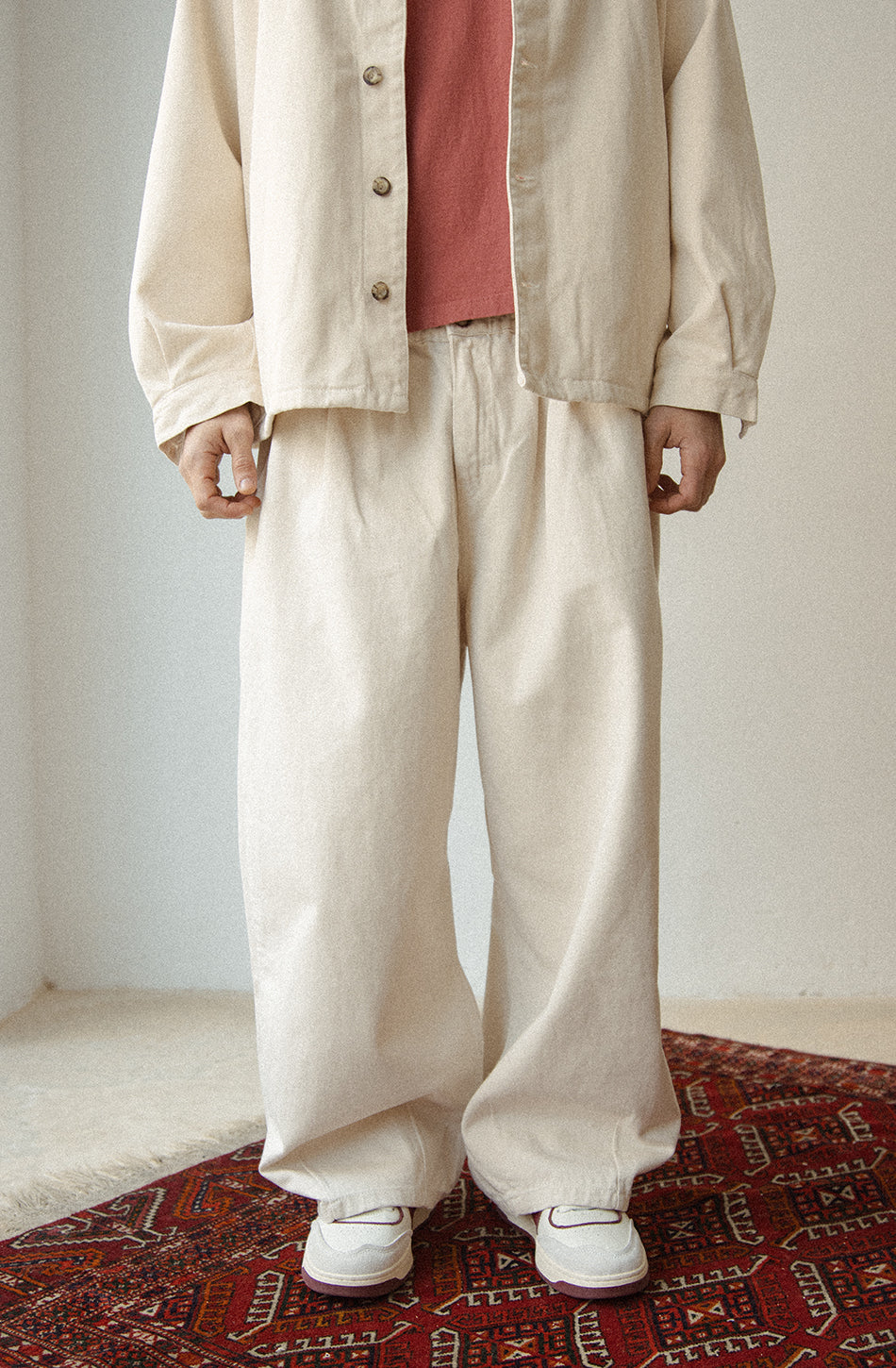 Pantalon large à broderies Camelia Ivory