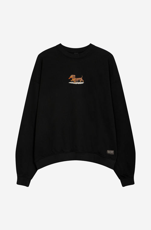 Washed Dachshund Black Sweatshirt