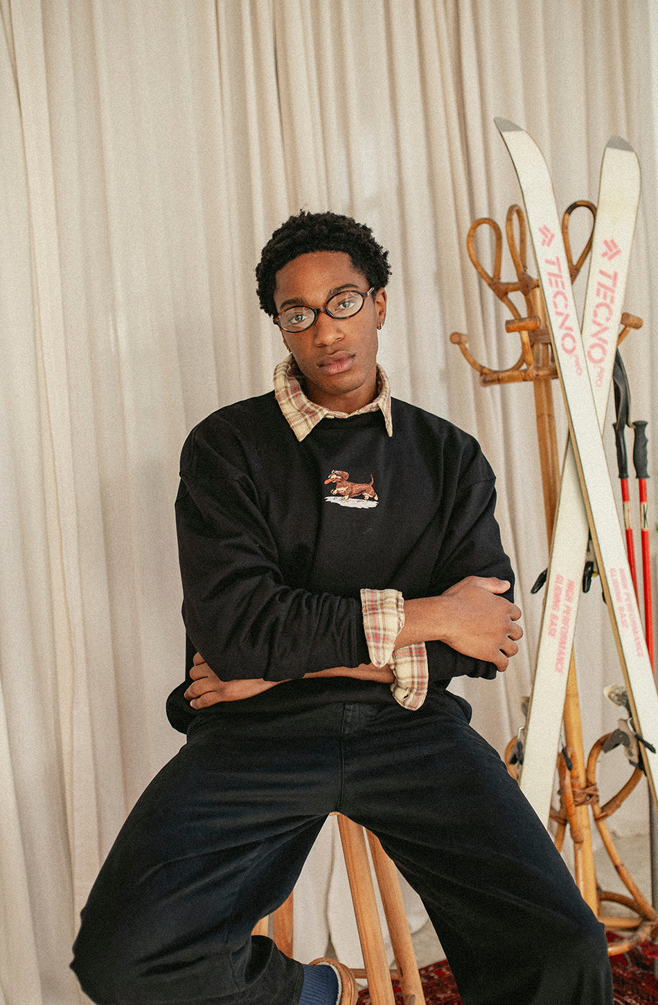 Washed Dachshund Black Sweatshirt