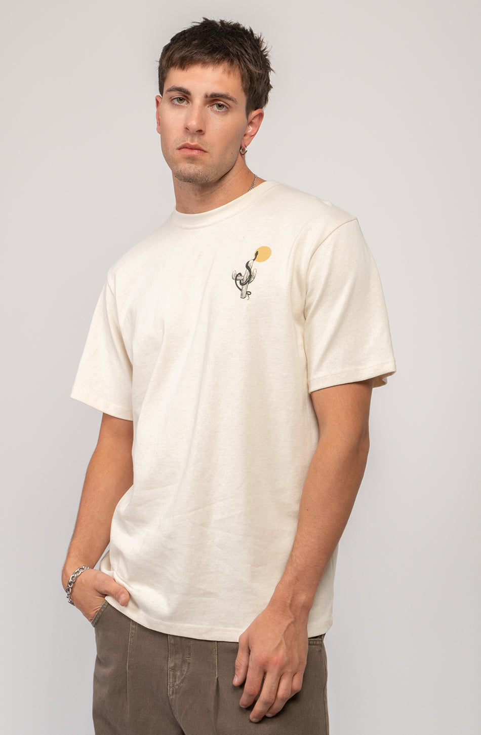 T-shirt en coton bio ivoire Cowgirl Snake