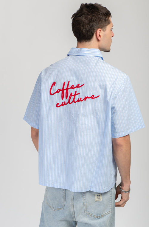 Camisa Coffee Culture Blue/White Stripes