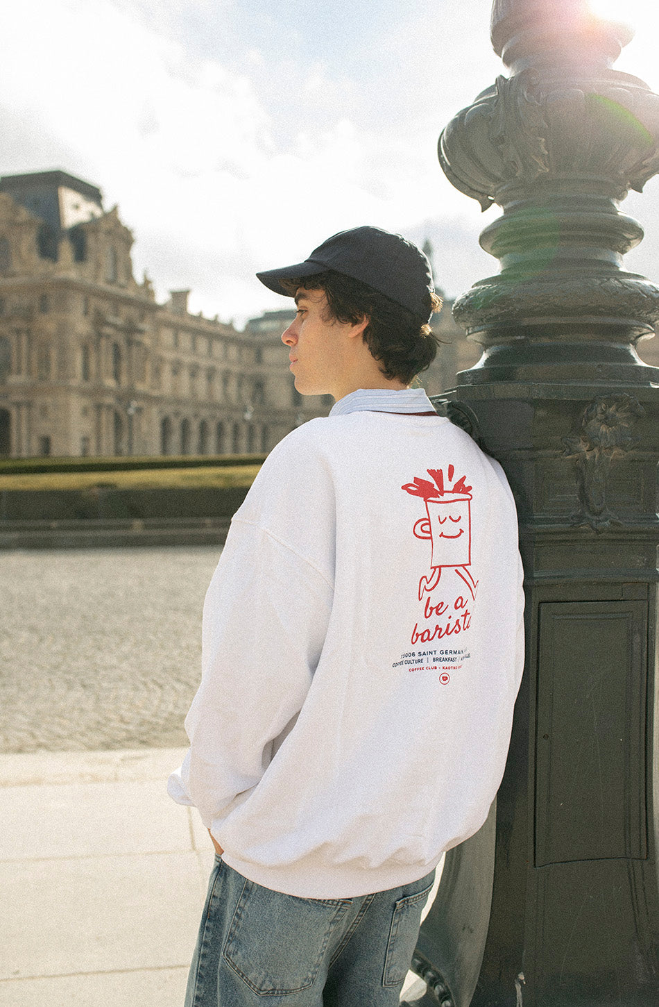 Barista Organic Cotton White Sweatshirt