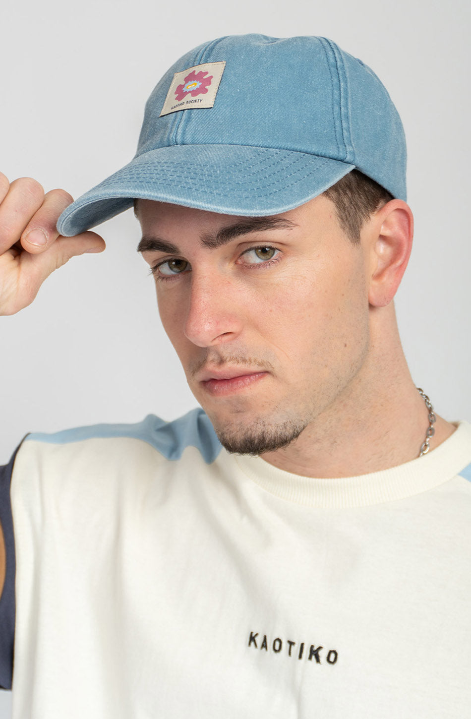 Casquette Island Flower Vintage Light Denim