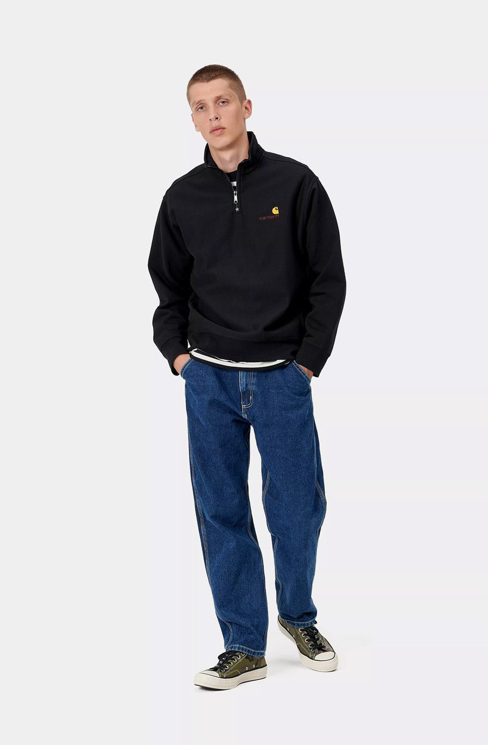 Sweat-shirt Half Zip Carhartt WIP American Script Black 