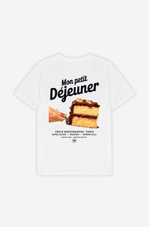 Camiseta Breakfast Organic White unisex de algodón orgánico con ilustración de desayuno parisino