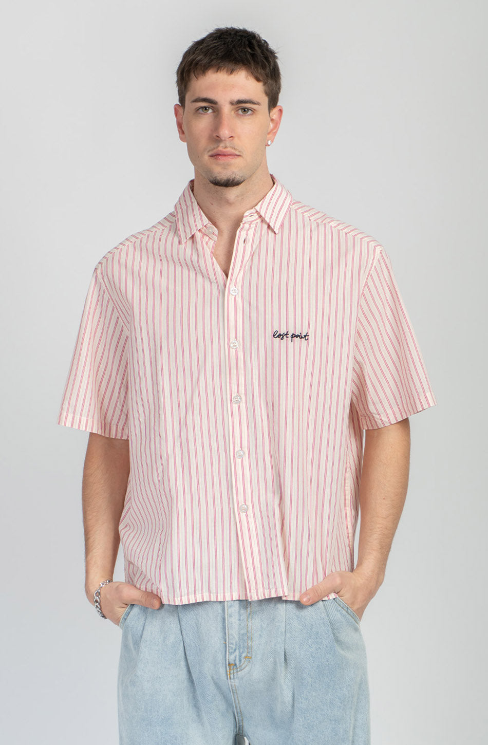  Chemise Lost Point Ivoire/Grenat Rayures