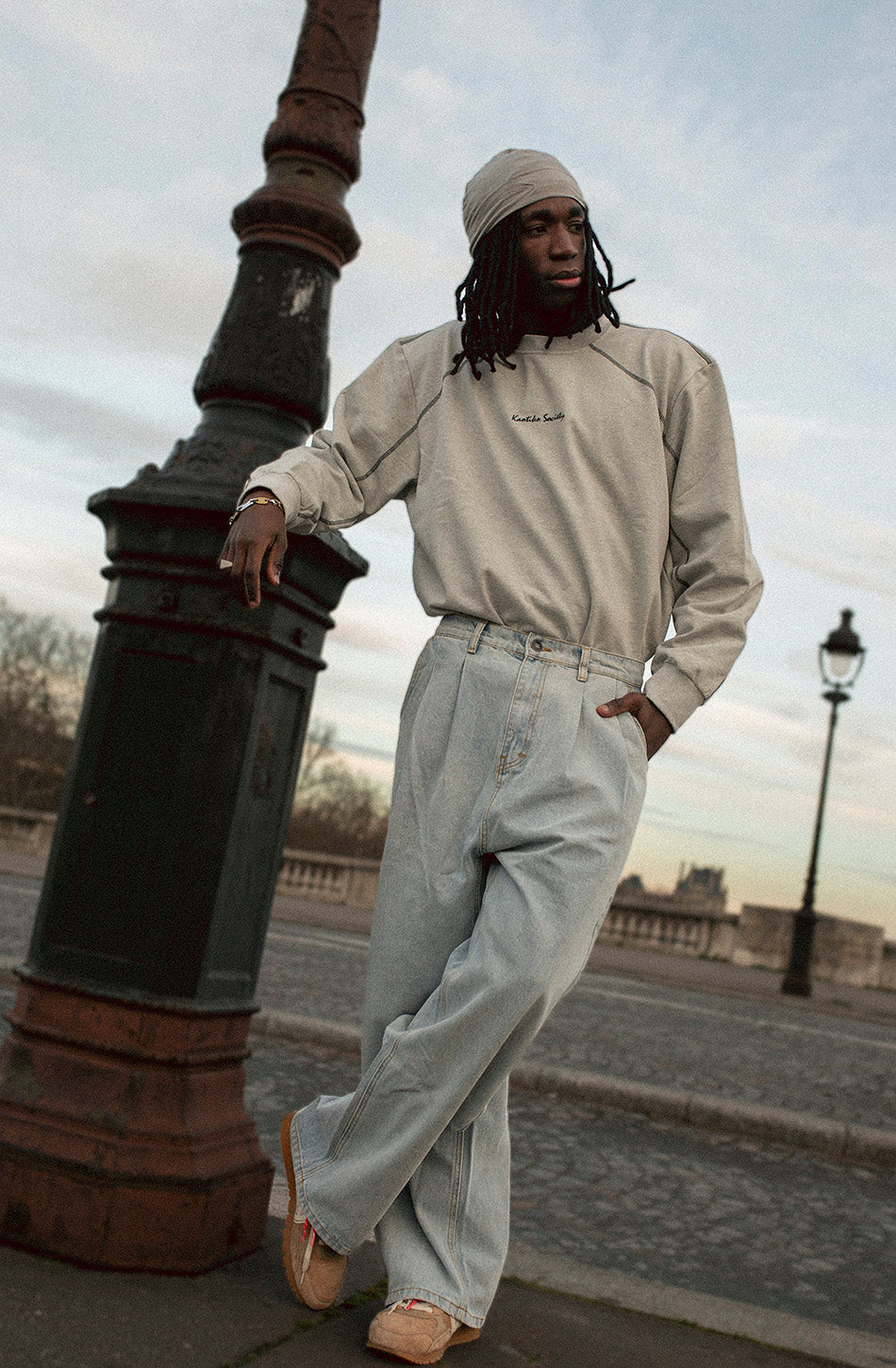 Sweat-shirt Patched Kaotiko Society Grey 