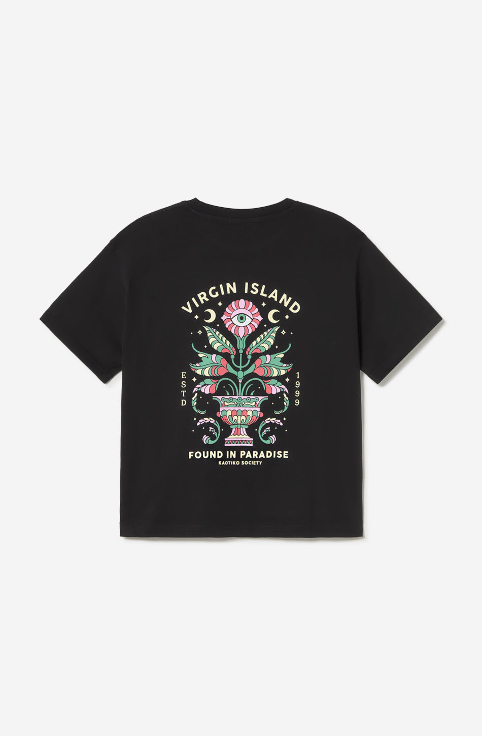 T-shirt Washed Found In Paradise Black