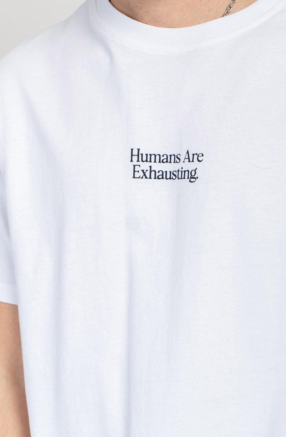 T-shirt Humans Are Exhausting en coton biologique blanc 