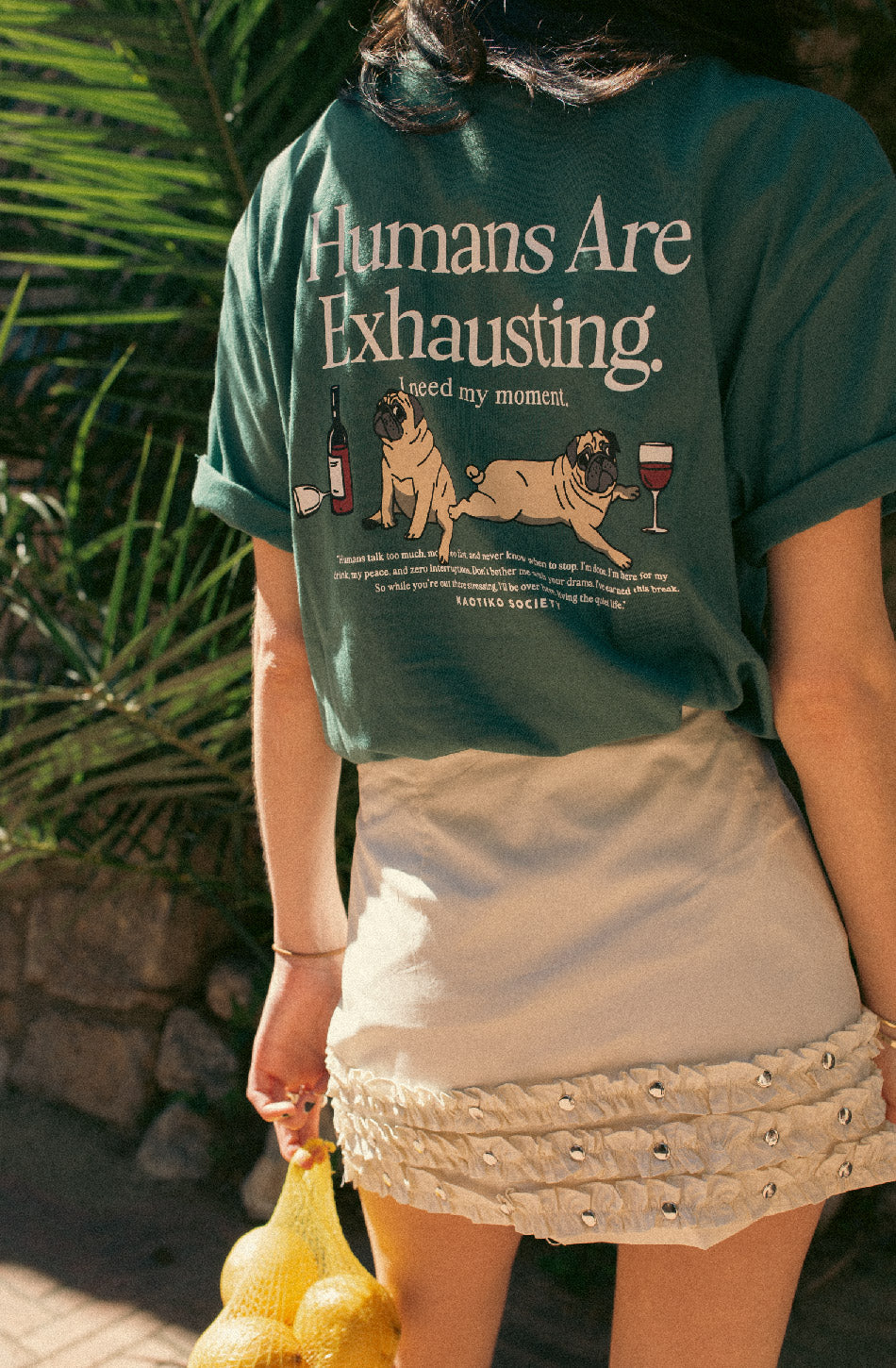 T-shirt Humans Are Exhausting Posy Green 