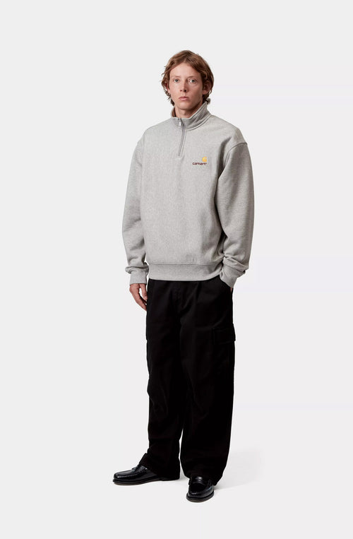 Sudadera Carhartt WIP Half Zip American Script Grey Heather