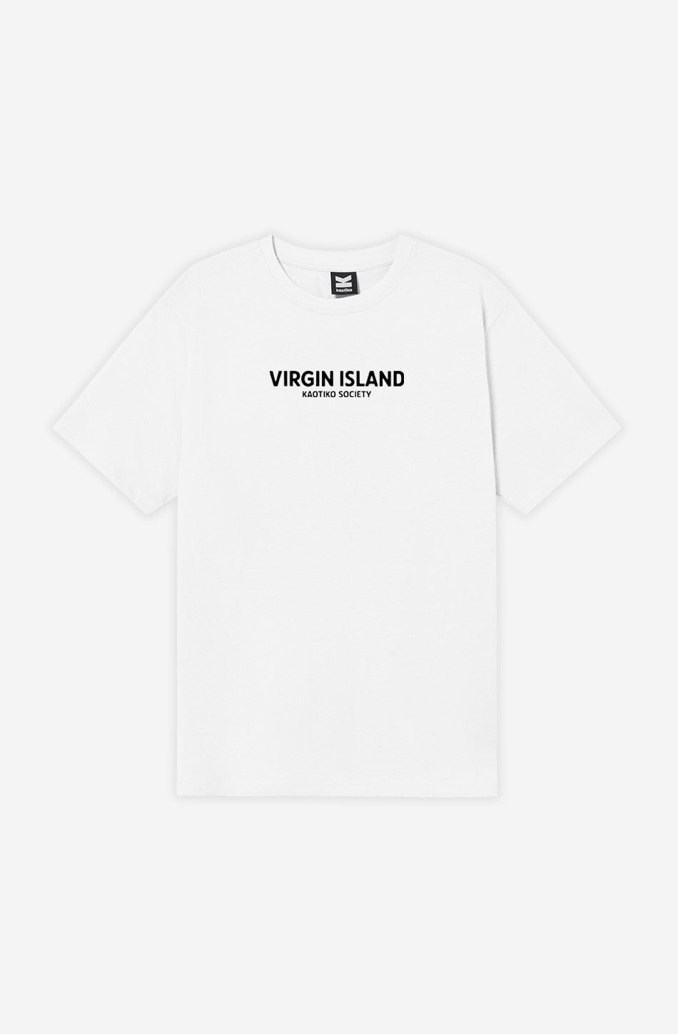 Camiseta Tropic Island Organic White unisex con logo Virgin Island en el pecho Kaotiko BCN