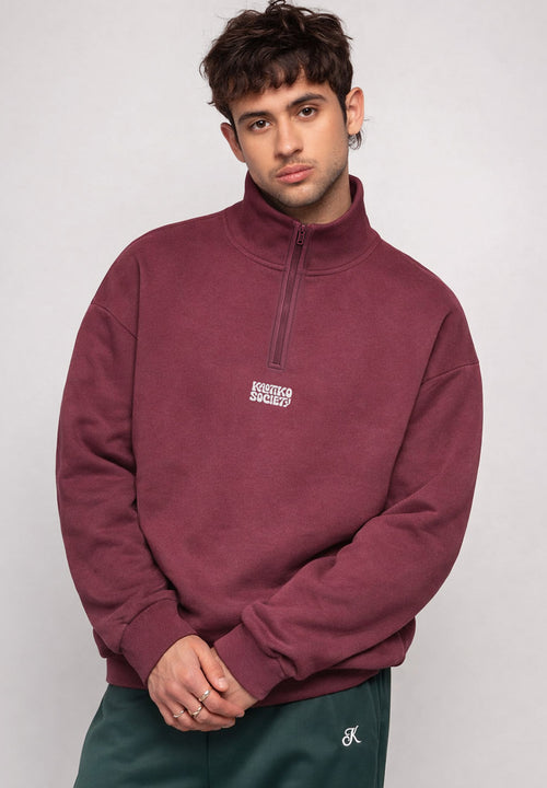 Sudadera Zipper Focus Burgundy unisex de algodón Kaotiko BCN