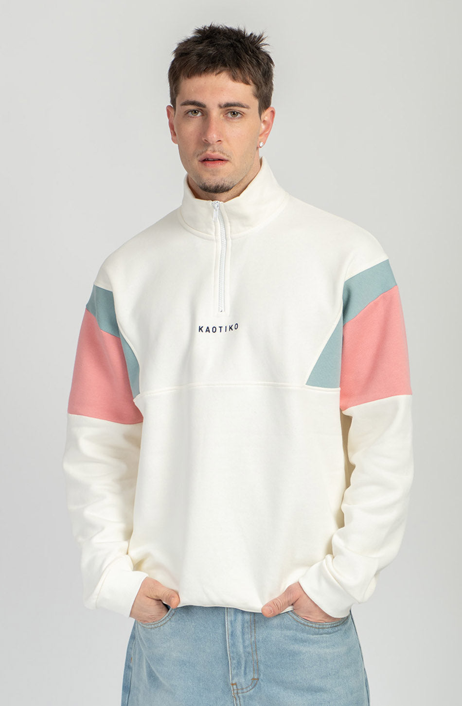 Sweat Arthur Ivoire/Bleu pâle/Saumon