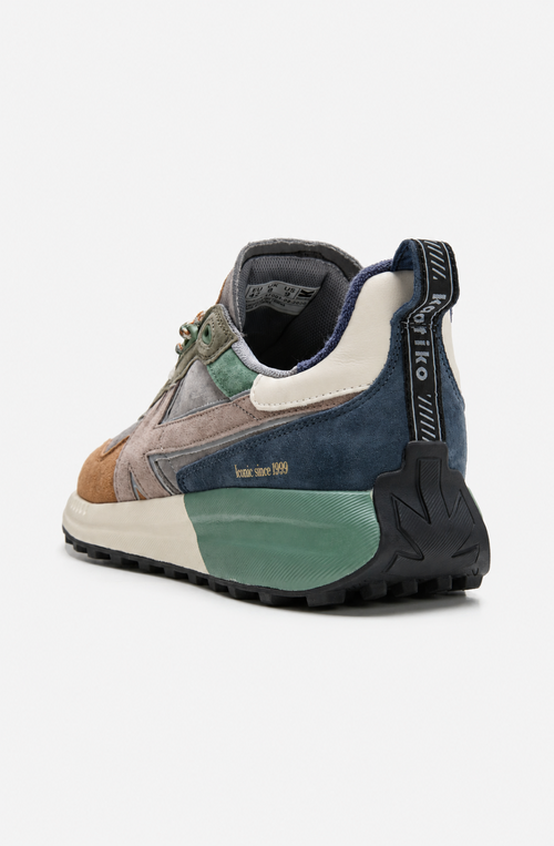 Zapatillas Vancouver Multi Suede Mid Grey en ante y materiales combinados, con detalles gris, camel, verde, azul marino y taupe.