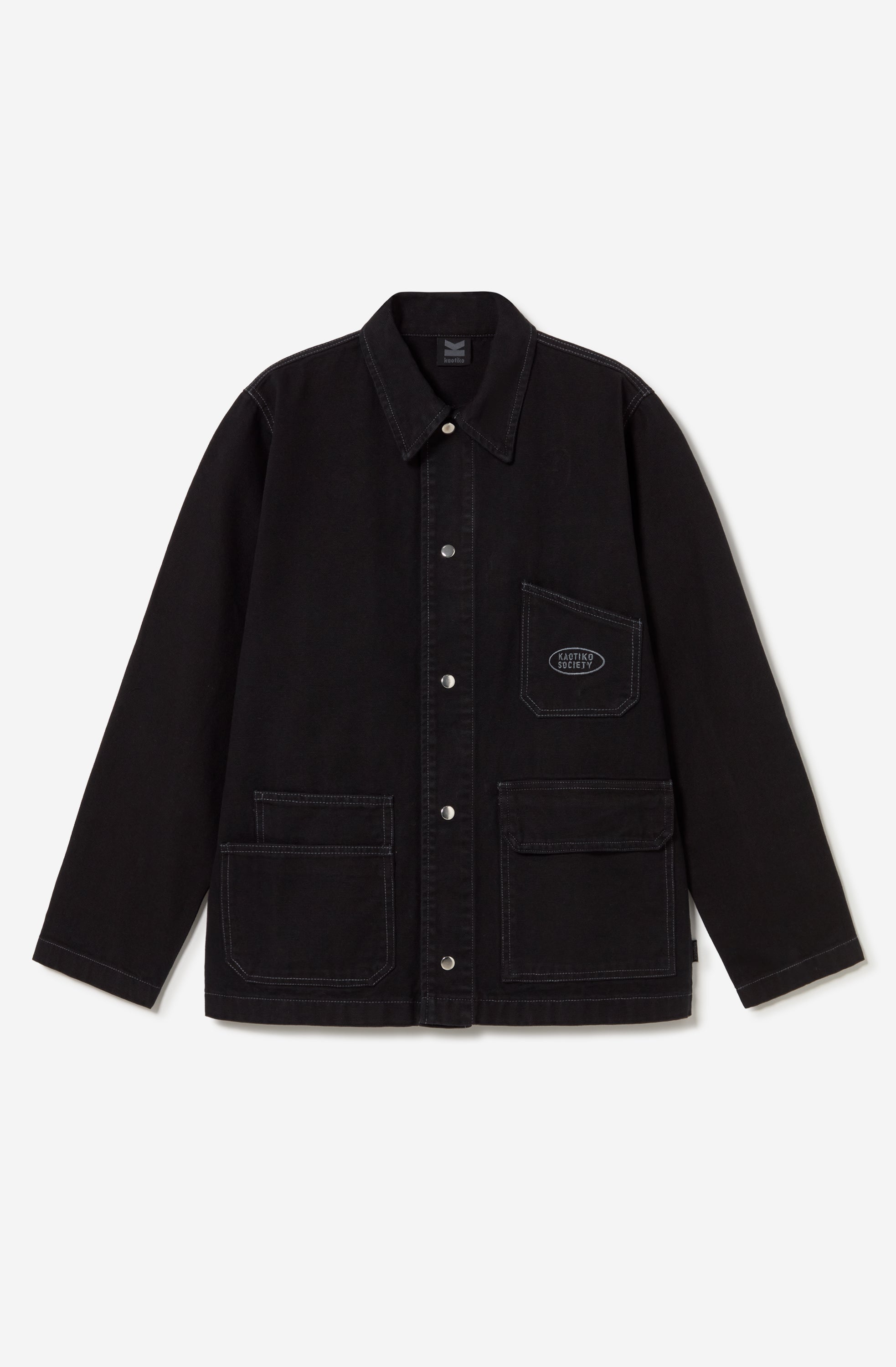 Veste Breeze Club Black Denim unisexe avec poches utilitaires et design streetwear signé Kaotiko BCN