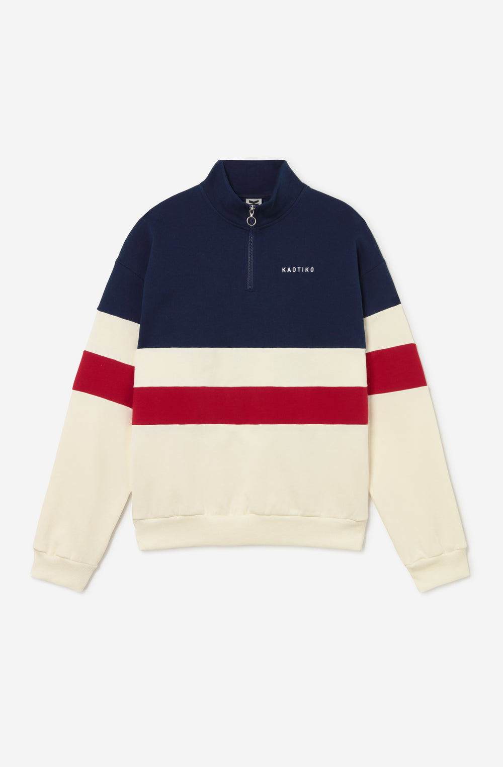Sweat-shirt à capuche zippé Carter ivoire/bleu/salsa pour homme