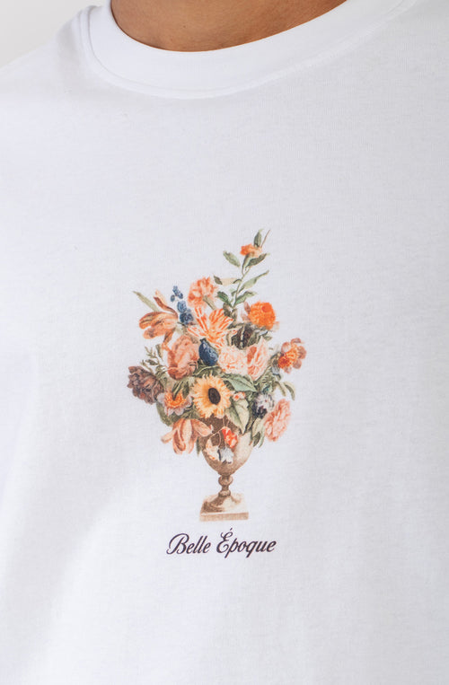 T-shirt Cropped Bouquet Organic Cotton White