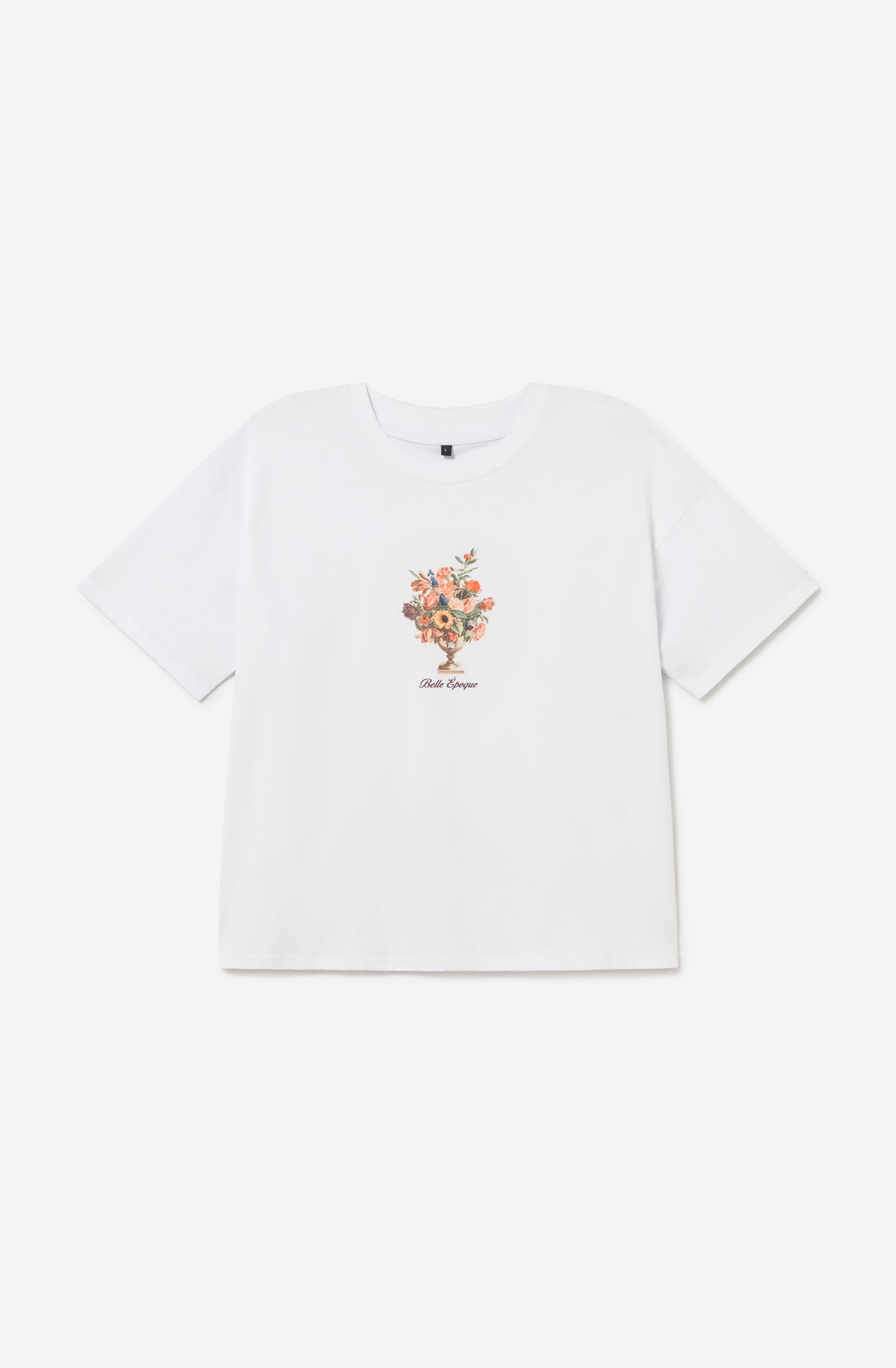 T-shirt Cropped Bouquet Organic Cotton White